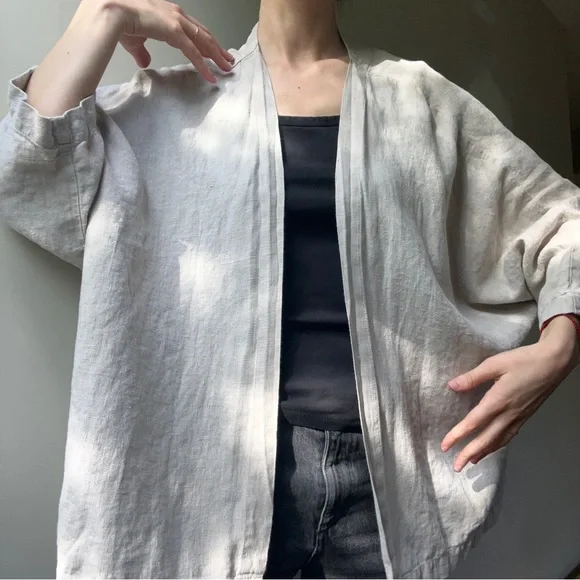 linenfox 100% linen kimono jacket - Picture 2 of 12